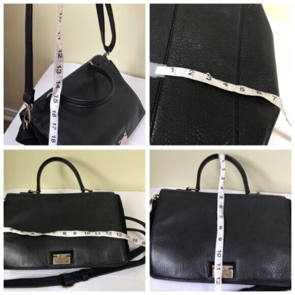 KATE SPADE Magnolia Park Pebble Leather Suede Satchel Shoulder Bag Large Logo - Picture 15 of 15